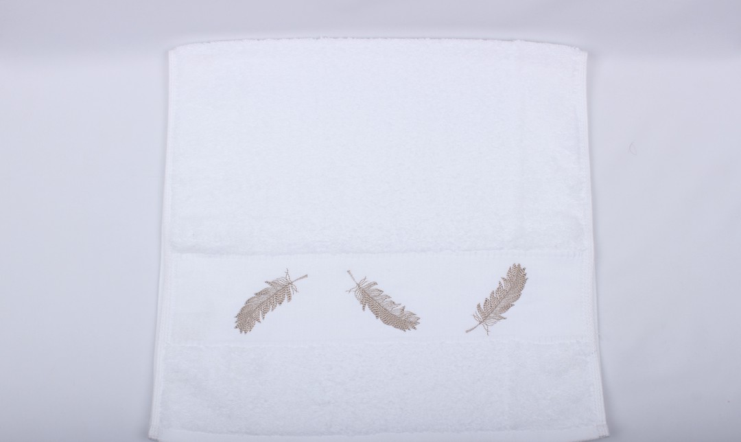 Feather embroidered hand towel. Code: HT-FEA image 0